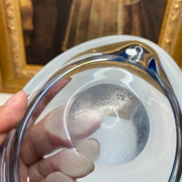 Vintage Holmegaard Per Lutken Light Blue Art Glass Dish Ashtray Signed & Number - Picture 9 of 15